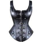 Zwart leren korset met gespen dames vrouwen corset sexy, Verzenden, Zwart, Body of Korset