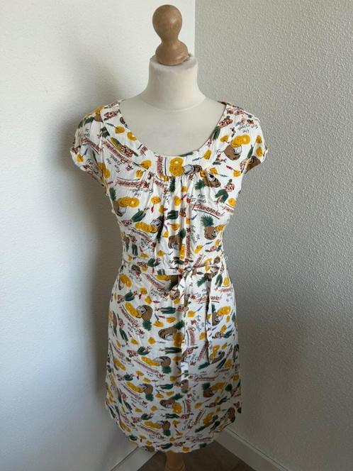 King Louie maat 40 zomer hawai jurkje, Kleding | Dames, Jurken, Zo goed als nieuw, Maat 38/40 (M), Beige, Knielengte, Ophalen of Verzenden