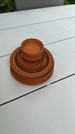 12 terracotta schoteltjes, verschillende afmetingen, Tuin en Terras, Bloempotten, Ophalen, Zo goed als nieuw, Rond, Minder dan 25 cm