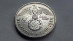 WO2 2 Reichsmark 1938G zilver nazi duitsland, Ophalen of Verzenden, Duitsland, Losse munt, Zilver