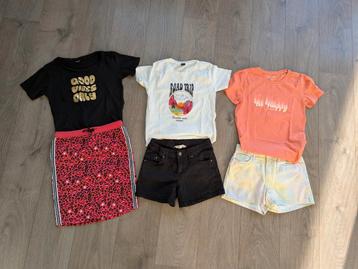 Meisjes zomer pakket maat 152/158 rok, korte broek, t-shirt  beschikbaar voor biedingen