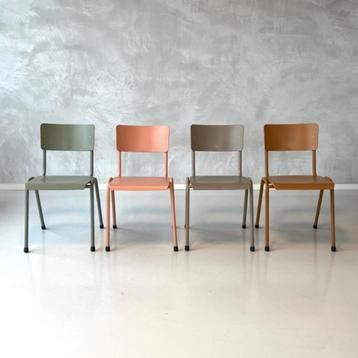 Retro eetkamerstoelen nieuw roze taupe okerbruin prijs p/st beschikbaar voor biedingen