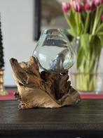 Handgemaakte vaas op hout, Ophalen of Verzenden