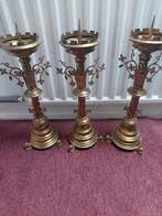 3 prachtige messing kerkkandelaars, Ophalen, Koper of Brons