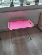 Vintage Chrisian Koban Bijzettafel / Dienbladtafel - Roze, Minder dan 45 cm, Minder dan 55 cm, Gebruikt, Metaal of Aluminium
