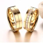 Stalen met goud trouw ringen voor haar en hem, Sieraden, Tassen en Uiterlijk, Ringen, IJzer of Staal, 19 tot 20, Nieuw, Ophalen of Verzenden