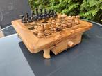 Olijfhout schaakbord met lade - 30cm - 40cm (Gratis Beeswax), Ophalen of Verzenden, Nieuw