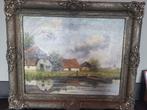 Schilderij boerderij, Antiek en Kunst, Kunst | Schilderijen | Klassiek, Ophalen of Verzenden