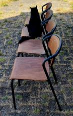 Industriële schoolstoelen '60 - '70, Ophalen, Gebruikt, Zwart, Hout