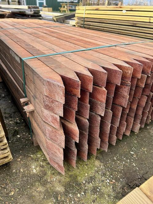 Hardhout paal gepunt 60x60 6x6 azobe schuttingpaal piketpaal, Tuin en Terras, Palen, Balken en Planken, Nieuw, Palen, 250 cm of meer