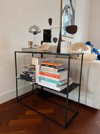 Zwart stalen bijzettafeltje / sidetable, Huis en Inrichting, Ophalen, Metaal of Aluminium, Zo goed als nieuw, 75 cm of meer