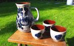 West Germany vaas/kan met 3 bekers, 20cm, Ophalen of Verzenden