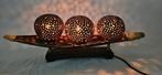 Coconut decorative lamp, natural wood, 3 bulbs, handmande, Ophalen of Verzenden, Nieuw