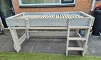 Half hoogslaper 90x200 massief hout grijs, Ophalen, Zo goed als nieuw, Halfhoogslaper