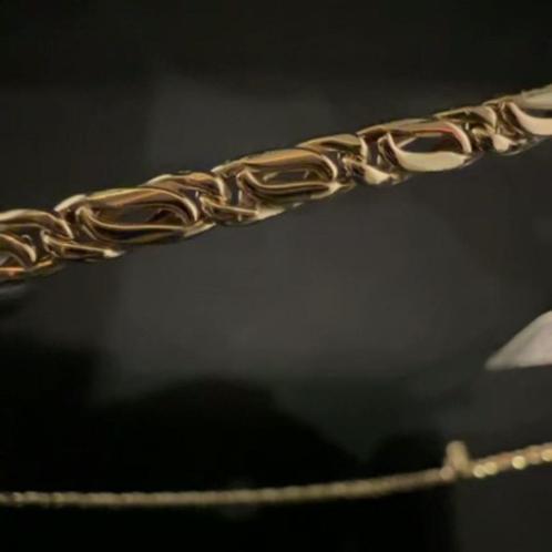 Valkenoog Collier geelgoud, 14 kt 50 cm lang, Sieraden, Tassen en Uiterlijk, Kettingen, Zo goed als nieuw, Goud, Goud, Ophalen of Verzenden