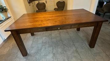 Massief eikenhouten eettafel 190x100cm | met lades beschikbaar voor biedingen
