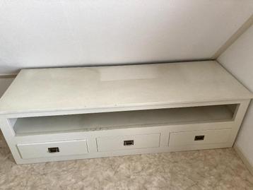 Houten tv meubel wit met 3 laden