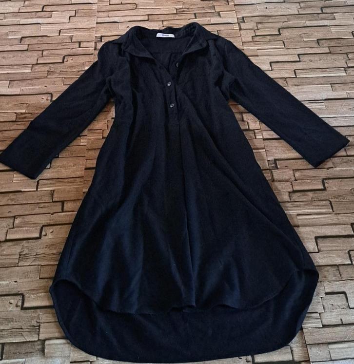 ZENGGI AMSTERDAM, Chique Zwarte Jurk met Wol, Mt 44/46, Kleding | Dames, Grote Maten, Zo goed als nieuw, Jurk, Zwart, Verzenden