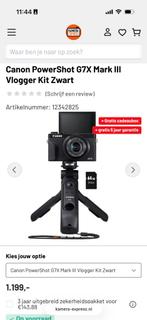Canon G7X Mark III Vlog Kit - Met Factuur! 1100€, Audio, Tv en Foto, Fotocamera's Digitaal, Canon, Compact, Nieuw, Ophalen of Verzenden