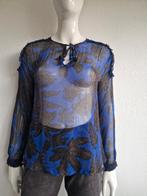 Riani chiffon blouse met botanische print. Maat M., Maat 38/40 (M), Blauw, Nijmegen, Riani