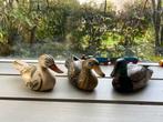Set van drie handgesneden houten lok eenden, Ophalen of Verzenden