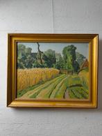 Gronings landweggetje D.Bos 1943 olieverf op paneel, Antiek en Kunst, Ophalen of Verzenden