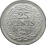 Nederland 25 cent 1943 (EP. zilver, UNC-), Zilver, 25 cent, Ophalen of Verzenden, Koningin Wilhelmina