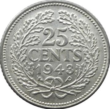Nederland 25 cent 1943 (EP. zilver, UNC-) beschikbaar voor biedingen