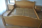 Tweepersoonsbed met nachtkastjes, massief eikenhout, 180 cm, Gebruikt, Landelijk, Hout
