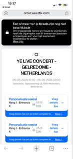 Kanye West 1e rang zitplaatsen (2 stuks), Tickets en Kaartjes, Concerten | Pop, Twee personen, Juni
