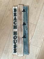 Houten bord met tekst beach house en 3 klipjes, Ophalen, Zo goed als nieuw