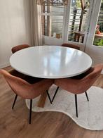 Ronde eettafel + 4 stoelen, Huis en Inrichting, Tafels | Eettafels, Ophalen, Gebruikt, Rond, 150 tot 200 cm