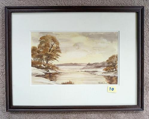 Aquarel "Impressionistisch winterlandschap" H.J. Plettenburg, Antiek en Kunst, Kunst | Schilderijen | Klassiek, Ophalen of Verzenden