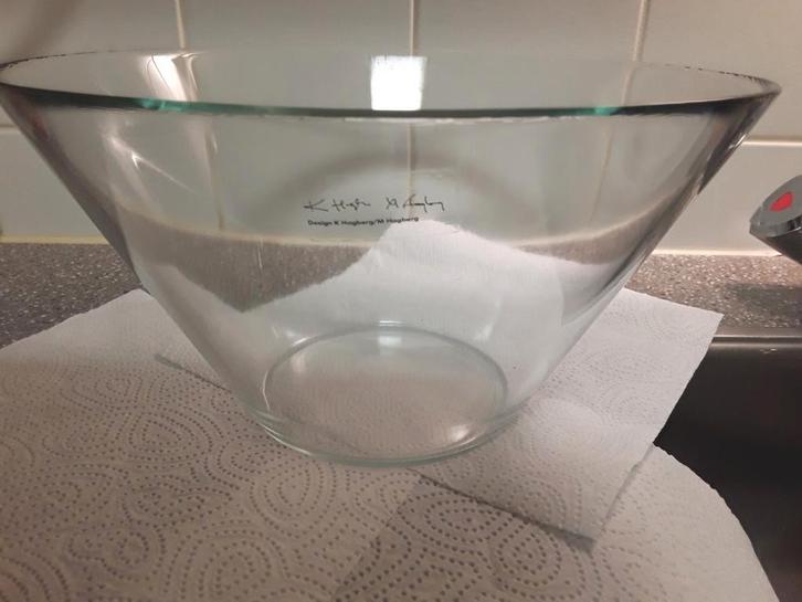 Merk vaas, glas  K.HombergM.Homberg  ea glas blauwe schaal, Huis en Inrichting, Woonaccessoires | Vazen, Gebruikt, Overige kleuren