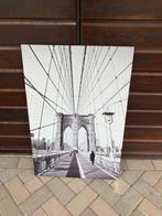 Canvas. Brooklyn Bridge. 60x90cm. Zwart wit. Manhattan. NY, Huis en Inrichting, Woonaccessoires | Schilderijen, Tekeningen en Foto's