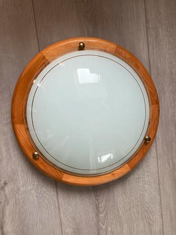 Houten Plafondlamp met Glazen Kap 30 cm beschikbaar voor biedingen