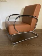 Gispen 407 fauteuil en 443 hocker, chroom, Trento leder, Design, 75 tot 100 cm, Ophalen of Verzenden, Zo goed als nieuw