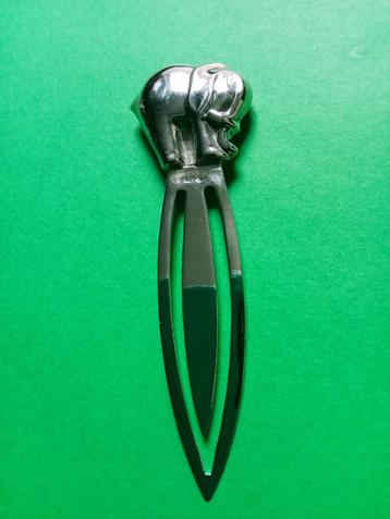   Mooie Zilveren Boekenlegger / Bladwijzer - Olifant  beschikbaar voor biedingen