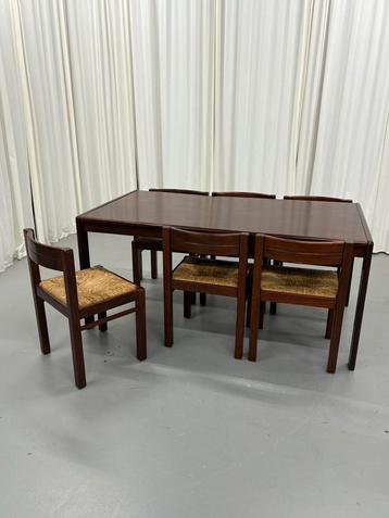 Vintage Teakhouten Eettafel Set beschikbaar voor biedingen
