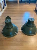 Hanglampen donkergroen melkglas, Huis en Inrichting, Lampen | Hanglampen, Ophalen, Gebruikt, Metaal, Minder dan 50 cm