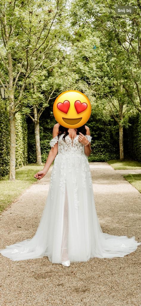 Modeca Davina trouwjurk | maat 38, Kleding | Dames, Trouwkleding en Trouwaccessoires, Zo goed als nieuw, Trouwjurk, Wit, Ophalen of Verzenden