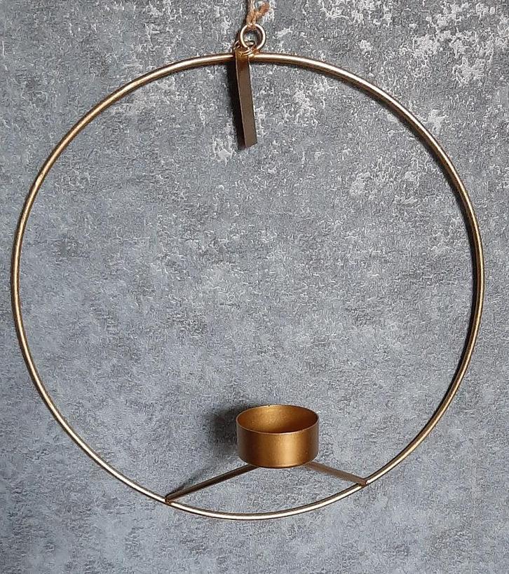 Goudkleurige metalen kandelaar cirkel, Mrs BLOOM, Huis en Inrichting, Woonaccessoires | Kandelaars en Kaarsen, Nieuw, Kandelaar