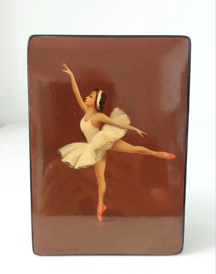 Oude USSR Russische Lakdoos Fedoskino Ballet Ballerina, Antiek en Kunst, Curiosa en Brocante, Verzenden