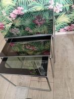 Vintage Brabantia mimiset, Huis en Inrichting, Tafels | Bijzettafels, Minder dan 55 cm, Gebruikt, Ophalen of Verzenden, Glas