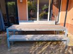 Prachtige zware steigerhouten tuintafel incl banken, Tuin en Terras, Ophalen, Zo goed als nieuw, Rechthoekig, Hout