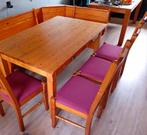 Grenen houten eetkamer set eettafel + 4 stoelen eethoek, Huis en Inrichting, 4 tot 6 stoelen, Gebruikt, Ophalen