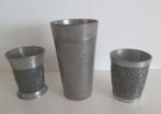 Tin bekers, 3 stuks, jaren 70, Antiek en Kunst, Antiek | Tin, Verzenden
