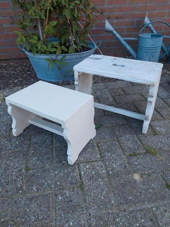 2 krukjes, Huis en Inrichting, Krukjes, Gebruikt, Hout, Ophalen