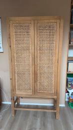 Kledingkast Sibu Naturel met rotan deuren, massief hout, Ophalen, Eikenhout, 50 tot 100 cm, Zo goed als nieuw