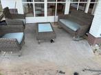 Tuinset of loungeset van kunststof rotan materiaal, 4 zitplaatsen, Gebruikt, Rotan, Ophalen of Verzenden